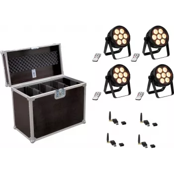 LED-prožektor EUROLITE 4C-7 Silent õhuke 4x USB QuickDMX-iga – kompaktne 4-pealine DMX-valgusti
