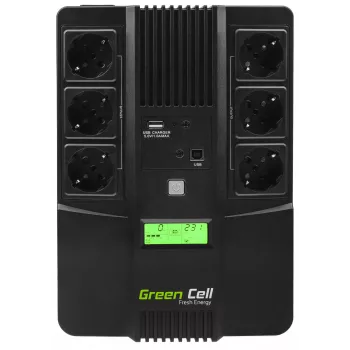 Green Cell AiO 800VA LCD katkematu toiteallikas (UPS) Line-Interactive 0.8 kVA 480 W 6 AC-pistikupesa