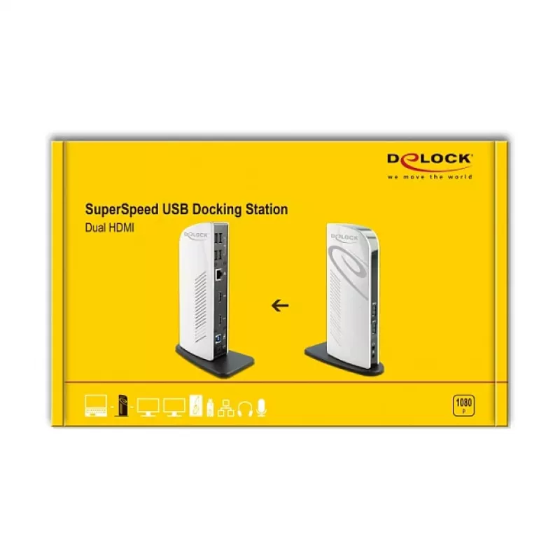 USB-dokkimisjaam DeLOCK 87771 Dual HDMI Full-HD USB 3.2 LAN Audio