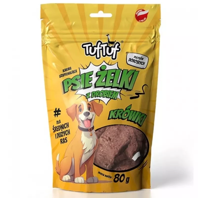 Koeramaiused TufTuf Poultry Fudge 80 g — linnulihamaitselised pehmed närimismaiused treenimiseks, suhkruvaba, gluteenivaba