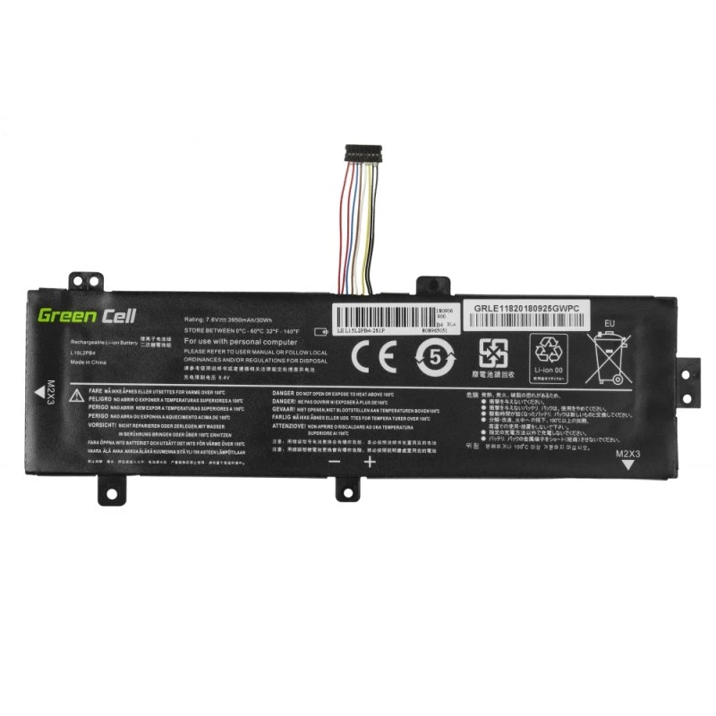 Aku roheline Cell LE118 Lenovo Ideapad 310-15 jaoks (7,6 V, 3500 mAh, 4-elemendiline, LiPo, must)