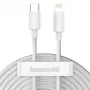 Baseus Simple Wisdom andmekaablikomplekt USB-C – Lightning PD 20W (2 tk/komplekt) 1,5 m valge