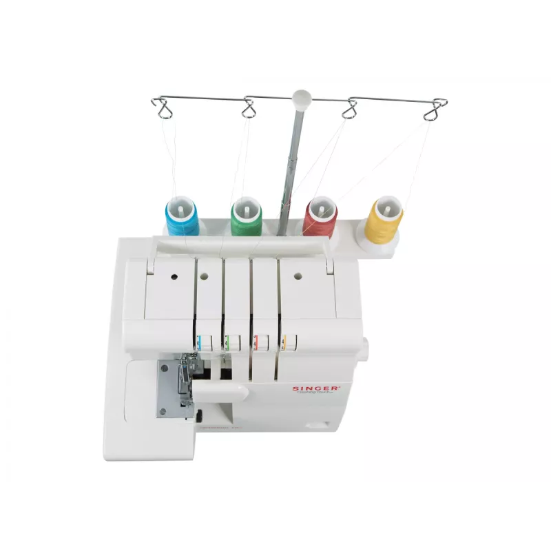 Overlock-õmblusmasin SINGER 14SH654 — elektriline, 4-astmeline nööpauk, vaba käsi, 1300 pistevalikut, valge
