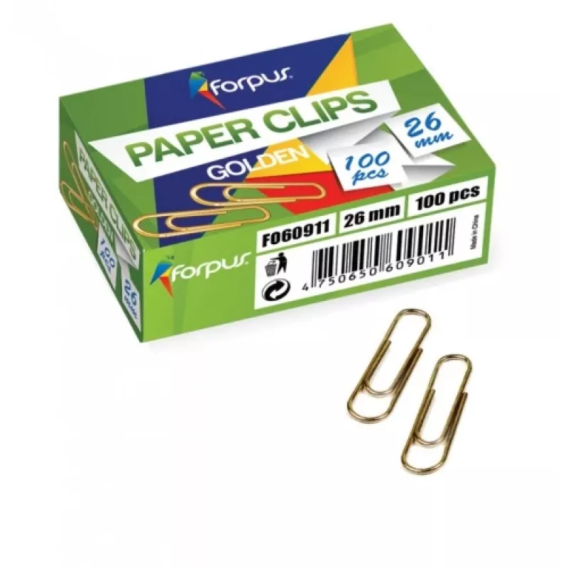 Klambrid Forpus, kollane metall, 26 mm ümmargused (100) 1104-006