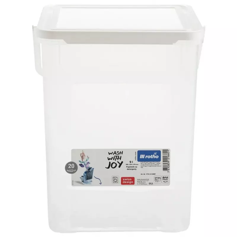 Plastikust pesuaineanum Rotho Basic 9 L mudel 1770101100RP, valge, kaas, riputusaas