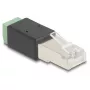 DeLOCK RJ45-pistik klemmiploki adapteriga 2 kontaktiga 66604 Must Roheline