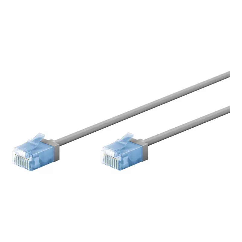 Goobay Ultra-Flexible CAT 6A Patch Cable slim U/UTP Grey - extra-short plug (74219)