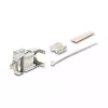Keystone-moodul DELOCK RJ45 LSA-le Cat.6A varjestatud, tööriistavaba, lame, hõbe/valge, tolmukaitsekorgiga