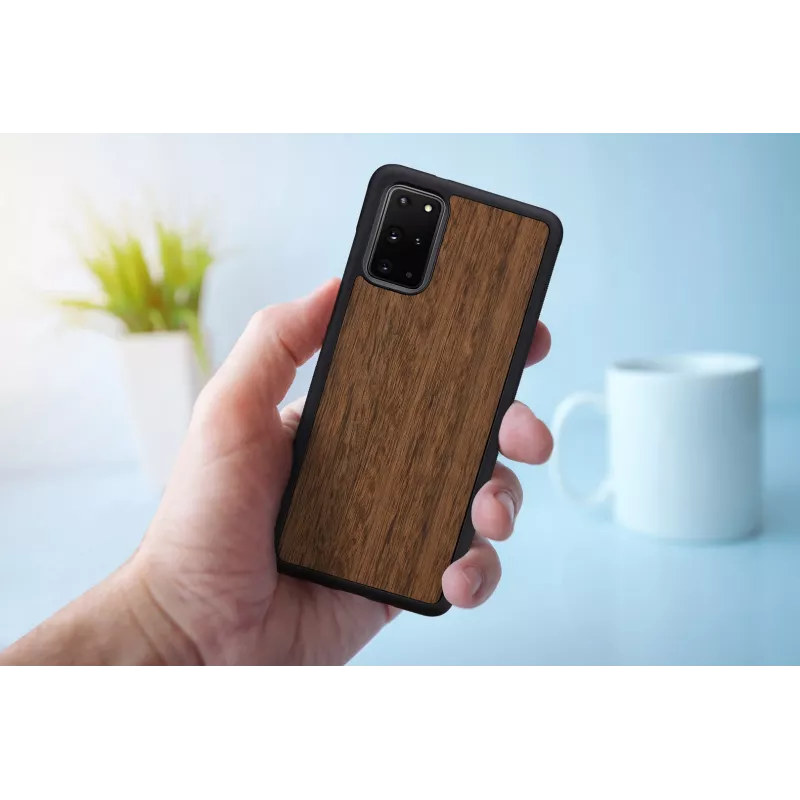 Nutitelefoni kaitseümbris mehele ja puidust Samsung Galaxy S20+ jaoks — Koala Must