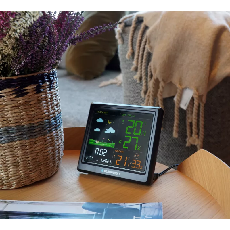 Ilmajaam BLAUPUNKT WS25BK — sise- ja välistemperatuuri ning -niiskuse monitor, must, 1 andur, LCD-ekraan