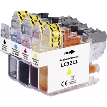 Renkforce tindikombipakett, asendab Brother LC-3211 (LC3211VALDR) ühilduv must, tsüaan, magenta, kollane RF-I-B-LC3211BKCMY RF-5718882 (RF-5718882)