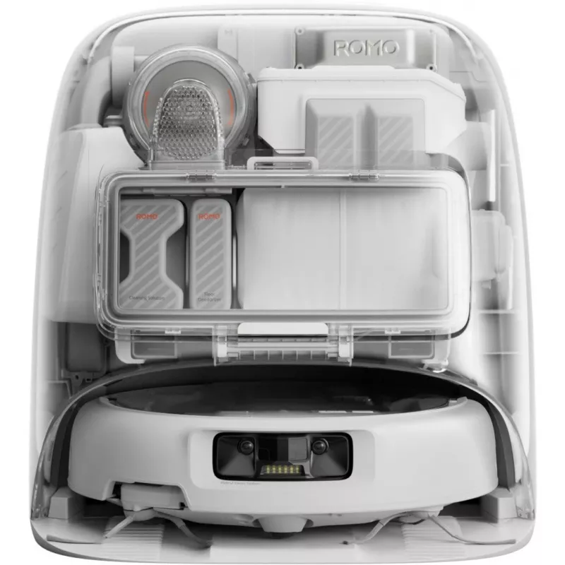 Robot vacuum and wet mop DJI ROMO P (Water Tank Version) — hall/Valge, 0.26 L dust, 4 L clean / 3.2 L dirty water, 5000 mAh aku