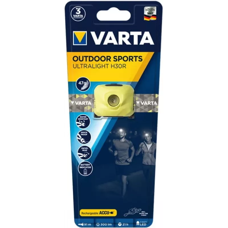 Pealambi taskulamp Varta OUTDOOR SPORTS ULTRALIGHT H30R Laimiroheline