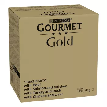Märgtoidu multipakk kassidele Purina Nestlé GOURMET Gold tükid kastmes — 96 x 85 g, 8,16 kg, 4 maitse segu