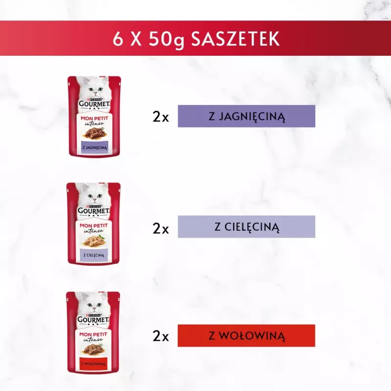 GOURMET Mon Petit Meat Mix - märg kassitoit - 6 x 50 g