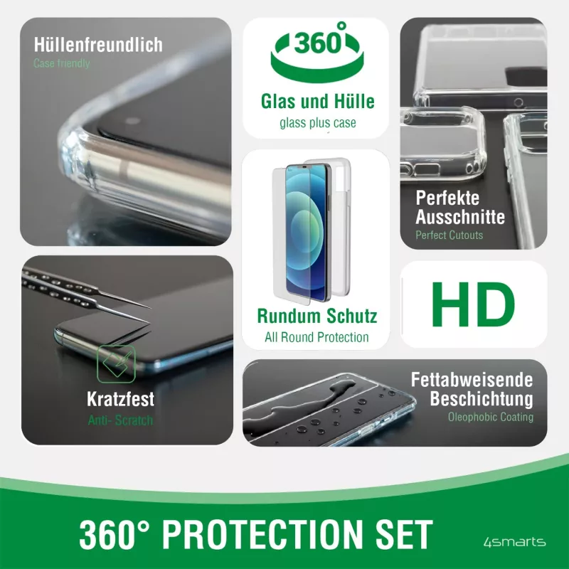 Mobiiltelefoni ümbris 4smarts 360° Starter Set 11.9 cm läbipaistev