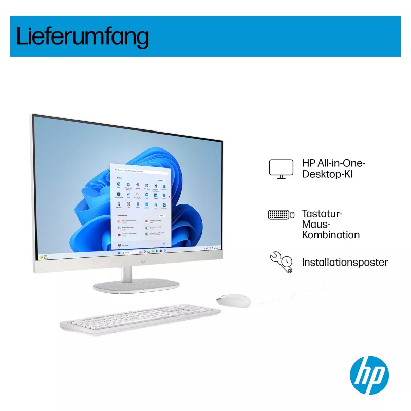 HP AI 27-cr2275ng - Kõik-ühes (Terviklahendus) - Core Ultra 7 255U - RAM 16 GB - SSD 512 GB - NVMe - Intel Graphics - 1GbE, Bluetooth 5.3, Wi-Fi 6 - WLAN: 802.11a/b/g/n/ac/ax,