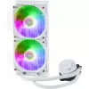 Vedelikjahutuskomplekt Cooler Master MasterLiquid 240L Core ARGB Valge — 240 mm radiaator, 120 mm ventilaatorid, toetab LGA1700/AM5/AM4 ja vanemaid pesasid