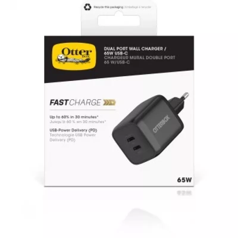 Otterbox Standard EU seinilaadija 65W - 1X USB-C 45W + 1X USB-C 20W USB-PD