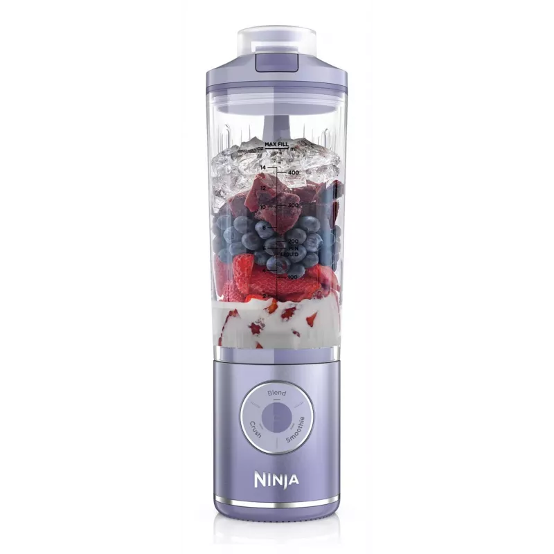 Kaasaskantav blender Ninja BC251EULD — 0,57 L nõu, aku 11,1 V, roostevabast terasest terad, lavendel/läbipaistev