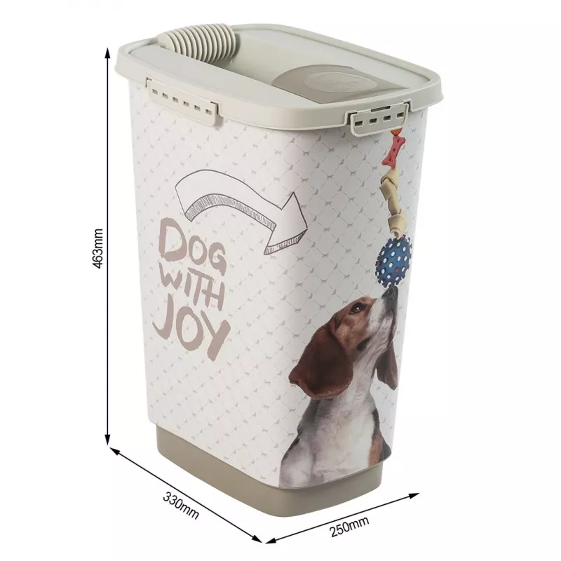 Õhukindel plastikust toidunõu rotho Cody Beež 25 L — lemmikloomatoidu hoidmine, 463×330×250 mm, 3 kg