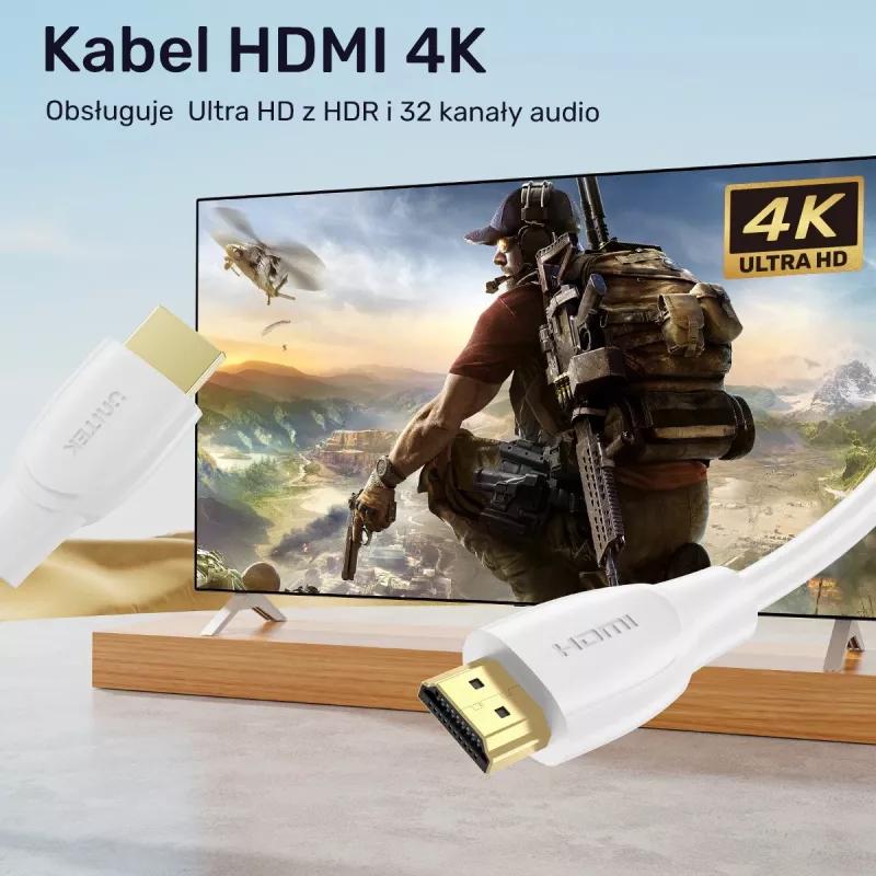 HDMI-kaabel Unitek C11090AWH03-1M — 1 m, toetab 4K 60Hz