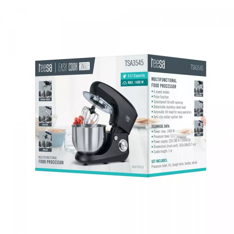 Köögikombain TEESA köögimasin EASY COOK Single must TSA3545-B 1000W 4L