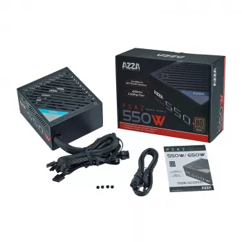 AZZA PSAZ-550W ATX toiteplokk 550 W, 80 PLUS Bronze, 120 mm ventilaator