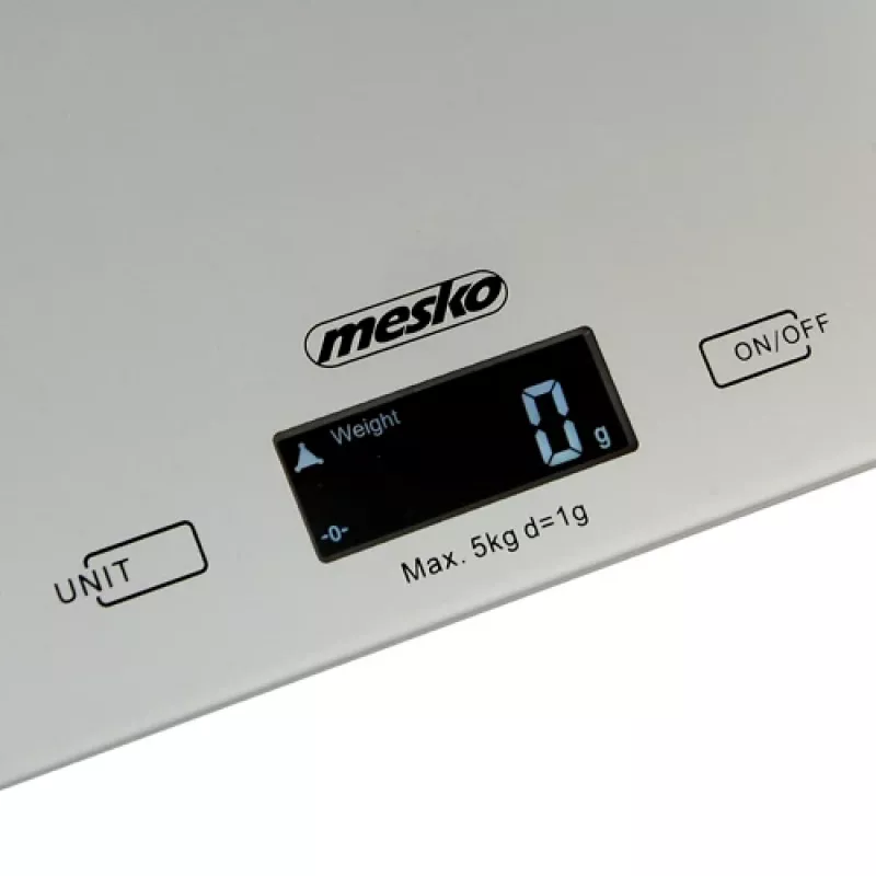 Mesko | Köögikaal | MS 3145 | Maksimaalne kaal (mahutavus) 5 kg | Jaotustäpsus 1 g | Ekraani tüüp LCD | Hõbedane