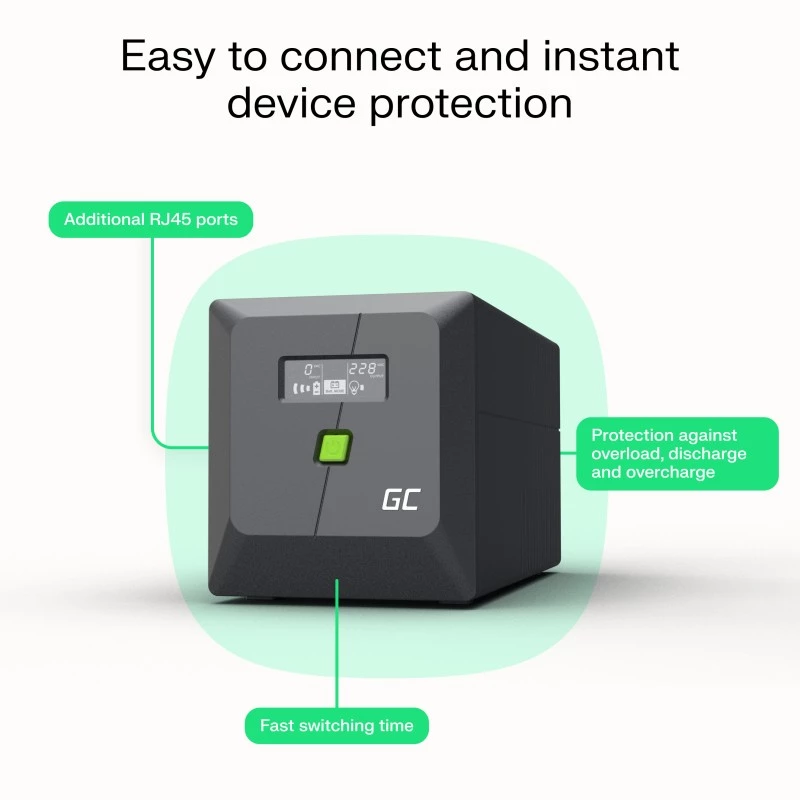 Green Cell UPSLP700 katkematu toiteallikas (UPS) Line-Interactive 1 kVA 700 W 4 AC-pistikupesa