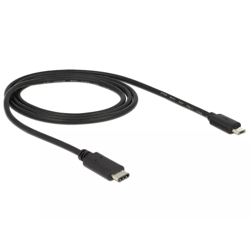 DeLOCK - USB-kaabel - 5-kontaktiline Micro-USB tüüp B (M) - 24-kontaktiline USB tüüp C (M) - 1,0 m (USB 3.1) - must (83602)