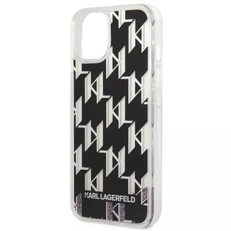 Karl Lagerfeld KLHCP14MLMNMK iPhone 14 Plus 6.7 kõva ümbris must / must Liquid Glitter Monogram