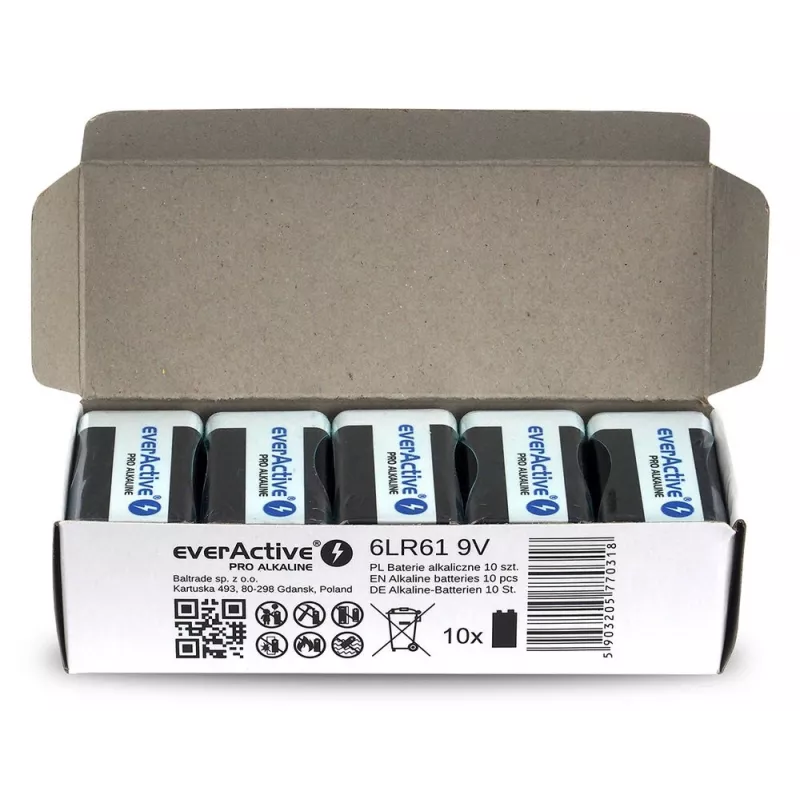 Leelispatarei EverActive Pro Alkaline 6LR61 9V