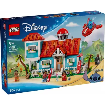 LEGO komplekt Disney 43268 rannamaja — modulaarne majaehitus, 834 tk, 5 minifiguuri, vanus 9+
