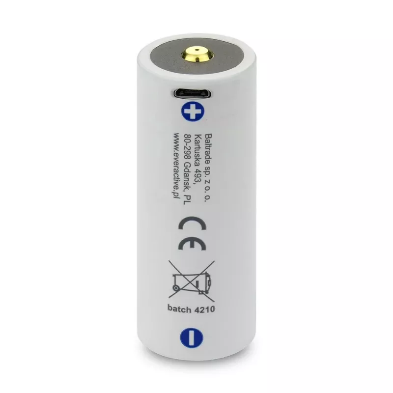 Laetav aku everActive EV26650-52M 3,7V 5200mAh Micro USB laadimisega