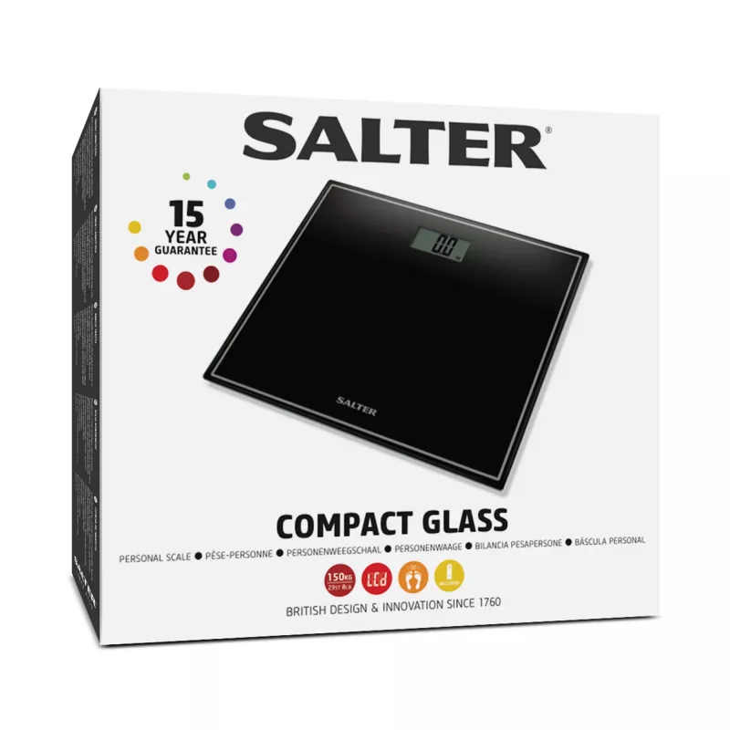 Salter 9207 BCFEU12 Kompaktne elektrooniline vannitoakaal - must