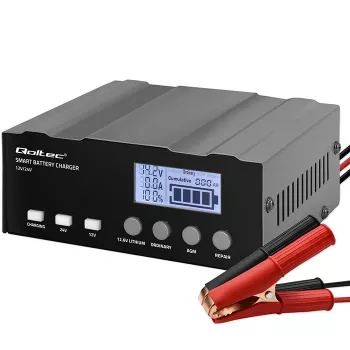 Aku laadija QOLTEC 52491 mikroprotsessoriga 12V/12,6V/24V koos LCD-ga