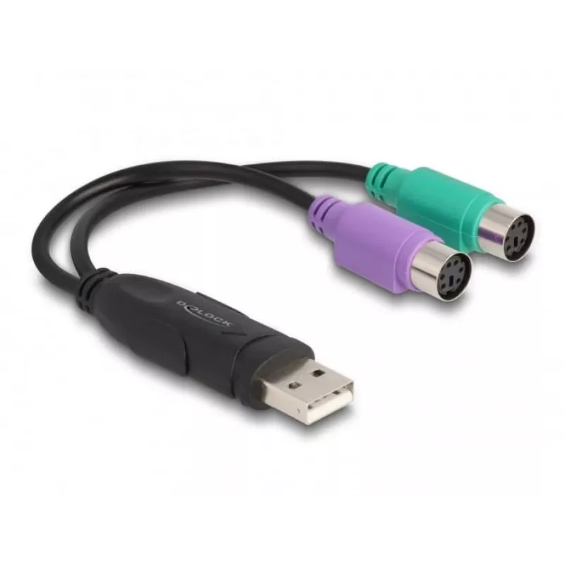 DeLOCK USB-PS/2 adapter 0,17 m 2x 6-viiguline Mini-DIN USB A