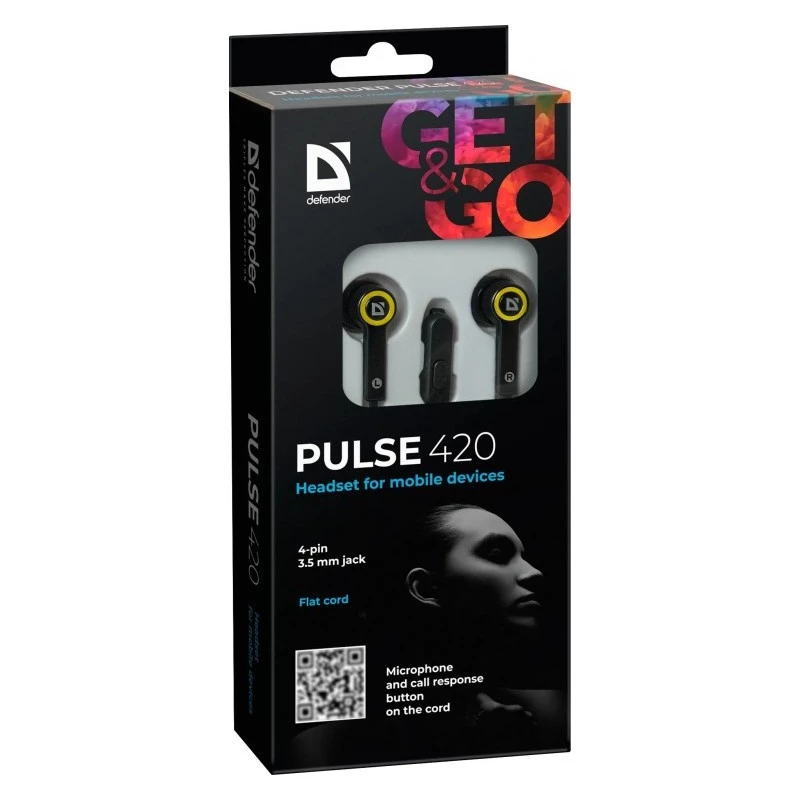 Kõrvaklapid Defender Pulse 420 must-kollane
