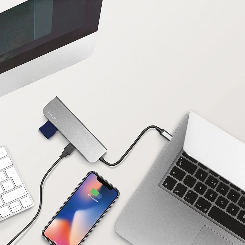 LogiLink UA0343 USB-C Multiport Hub Alumiinium USB 3.2 2. põlvkond Mult
