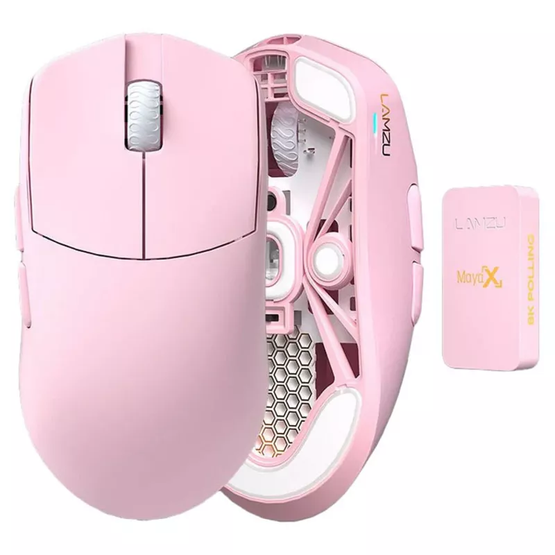 Hiir Lamzu MAYA X 8K juhtmevaba mängurihiir hele roosa USB