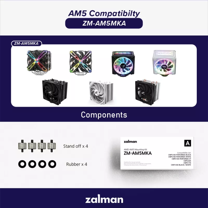Kinnituskomplekt ZALMAN ZM-AM5MKA AMD protsessoritele — pesaga ühilduv tarvik