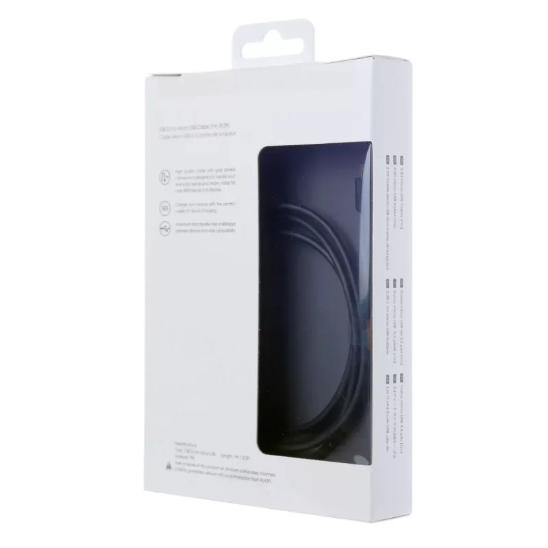 CB-MD1 Must kiirlaadimiskaabel Quick Charge micro USB-USB | 1m | 5A | 480 Mbps