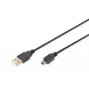 Assmann/Digitus USB 2.0 ÜHENDUSKAABEL A-B USB 2.0 ühenduskaabel, 480 Mbit/s, USB A - USB mini B, pistik/pistik, 1,8 m, must (AK-300130-018-S)