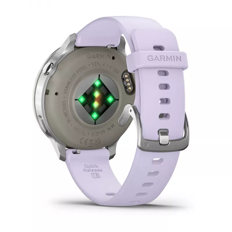 Garmin Venu 4 3,05 cm (1,2) AMOLED 41 mm Digitaalne 390 x 390 pikslit Puuteekraan Hõbedane Wi-Fi GPS (satelliit)