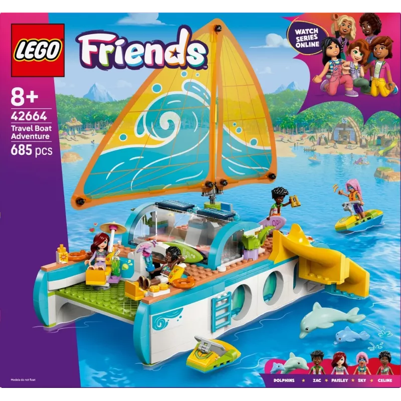 LEGO Friends mängukomplekt Reisikaatri seiklus 42664 — 685 detaili, 4 mininukku, vanusele 8+, 260×190×320 mm