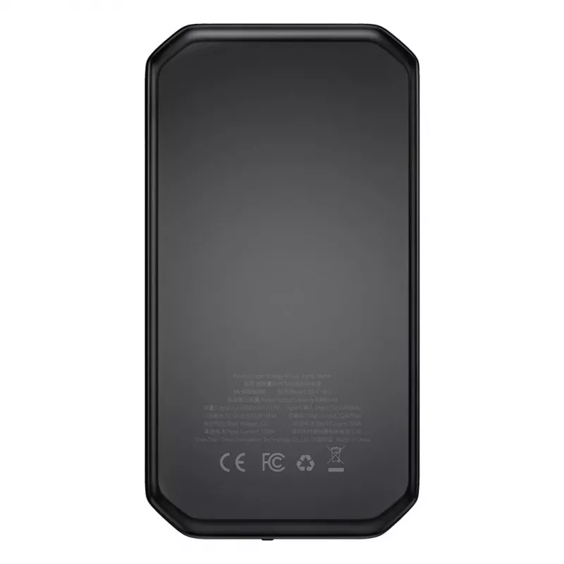 Baseus BS-CH001 - käivitusseade, booster 10000 mAh 12V (1000 A / 500 A) + krokodilliklambrid (must)
