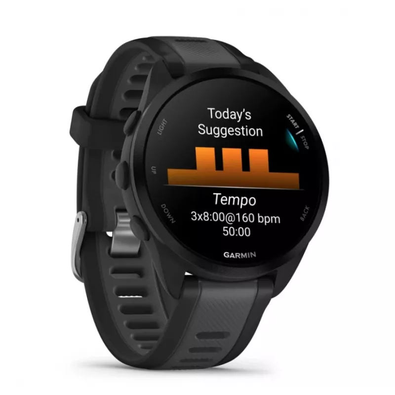 Garmin Forerunner 165 3,05 cm (1,2) AMOLED 43 mm Digitaalne 390 x 390 pikslit Puutetundlik ekraan Must GPS (satelliit)