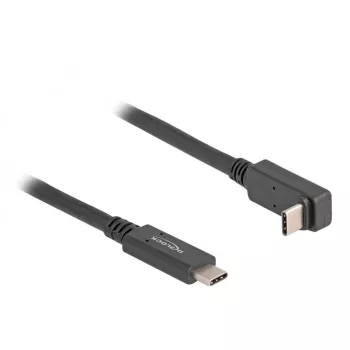Delock - USB-kaabel - 24 pin USB-C (M) -> 24 pin USB-C (M) nurga all - USB 3,2 Gen 2 - 3 A - 1,0 m - USB Power Delivery (60 W), toetab 4K 144 Hz (3840 x 2160), kuni 10 Gbps andmeedastus