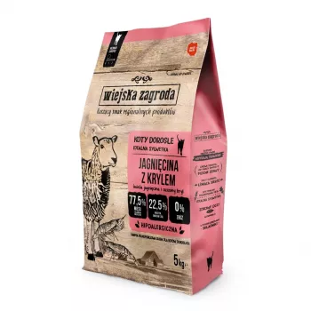 Kuiv kassitoit wiejskazagroda Rural Farm Lamb koos krilliga, täiskasvanud, teraviljavaba, 5 kg, 44% valku, 15% rasva